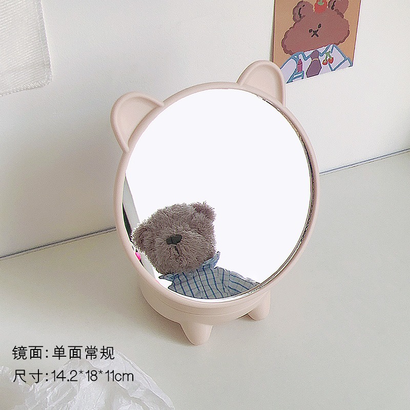 ins風少女心桌面臺式化妝鏡學生宿舍收納梳妝鏡網紅可愛公主鏡子-細節圖7