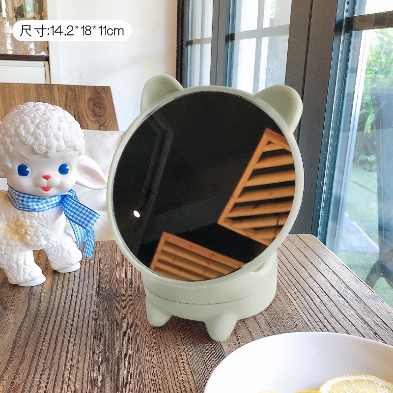 ins風少女心桌面臺式化妝鏡學生宿舍收納梳妝鏡網紅可愛公主鏡子-細節圖8