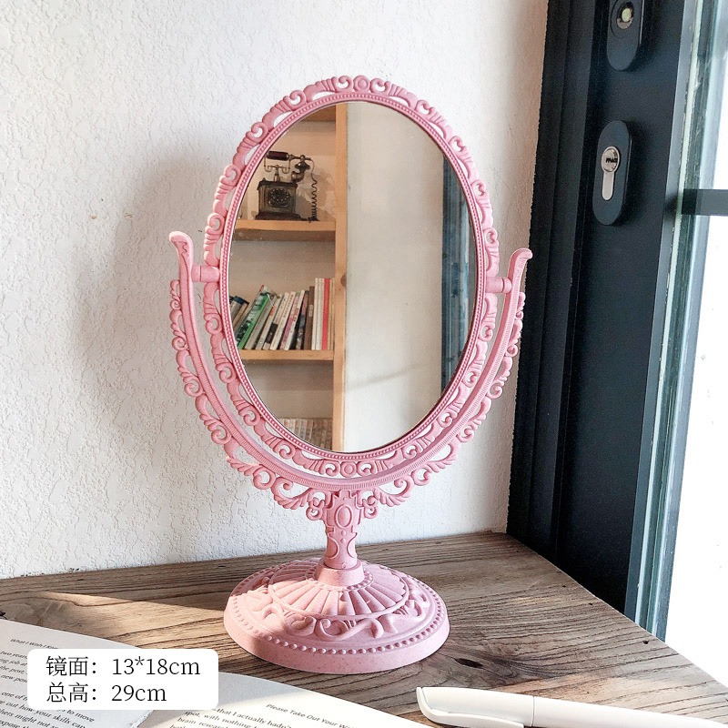 歐式復古化妝鏡ins風少女心桌面臺式學生宿舍雙面梳妝鏡公主鏡子-細節圖8