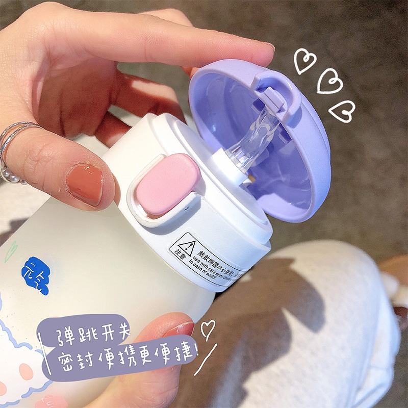 ins風夏季可愛吸管水杯小學生兒童上學專用女生高顏值玻璃杯杯子-細節圖2