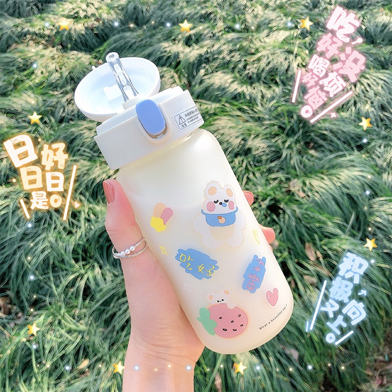ins風夏季可愛吸管水杯小學生兒童上學專用女生高顏值玻璃杯杯子-細節圖3