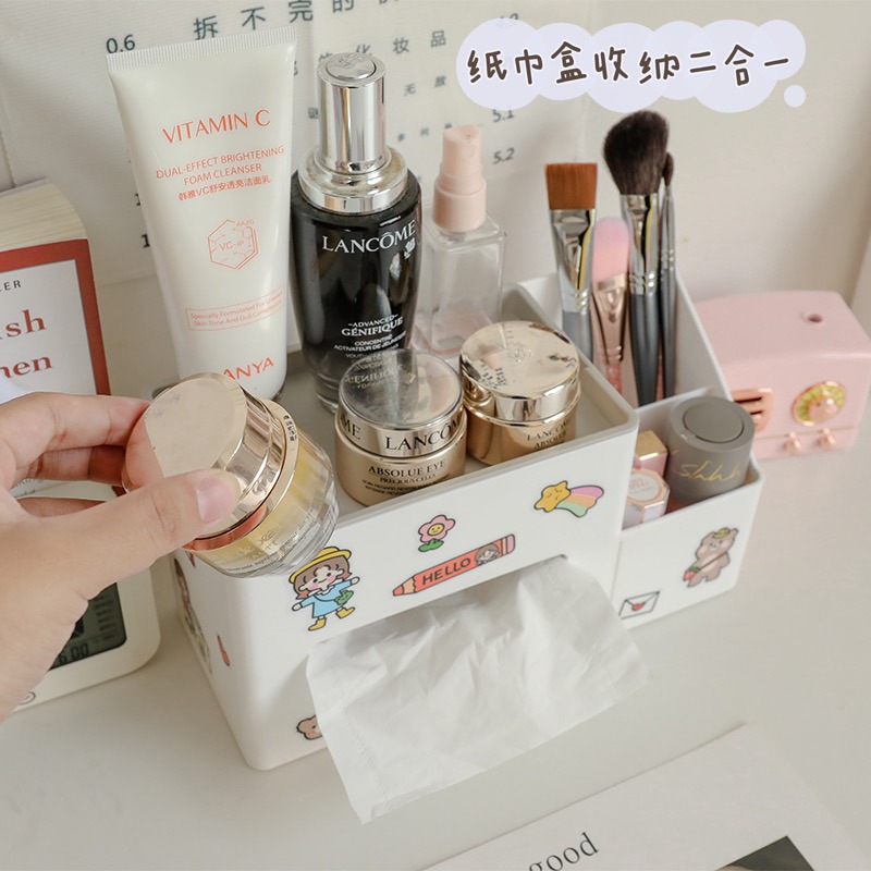 少女心ins多功能收納雜物紙巾盒抽紙盒北歐學生家用宿舍桌面辦公-細節圖3