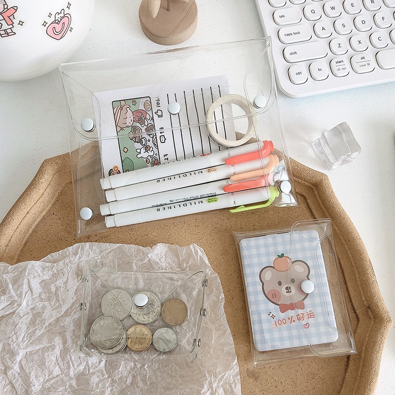 ins風透明小零錢錢包女迷你簡約鑰匙票據耳機收納包學生證件卡包-細節圖3