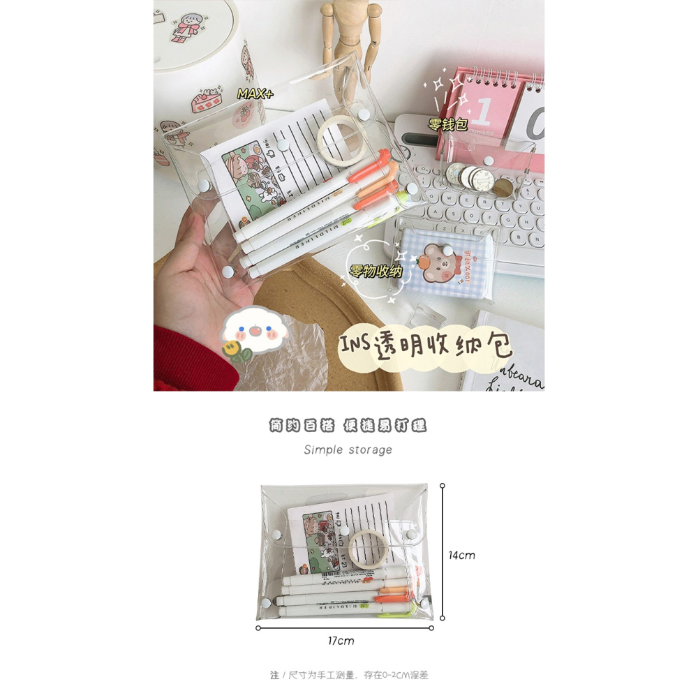ins風透明小零錢錢包女迷你簡約鑰匙票據耳機收納包學生證件卡包-細節圖10