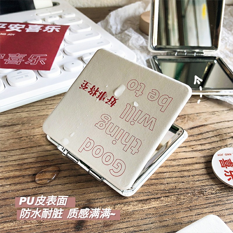 ins少女心小鏡子隨身便攜攜帶小號折疊化妝鏡學生宿舍手持雙面鏡-細節圖2