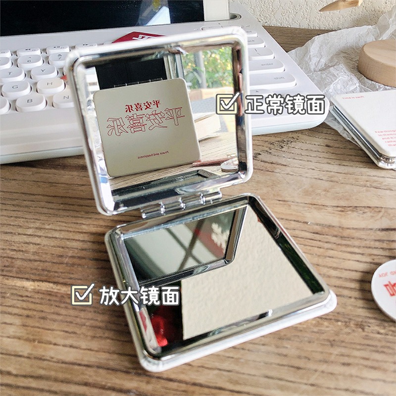 ins少女心小鏡子隨身便攜攜帶小號折疊化妝鏡學生宿舍手持雙面鏡-細節圖3