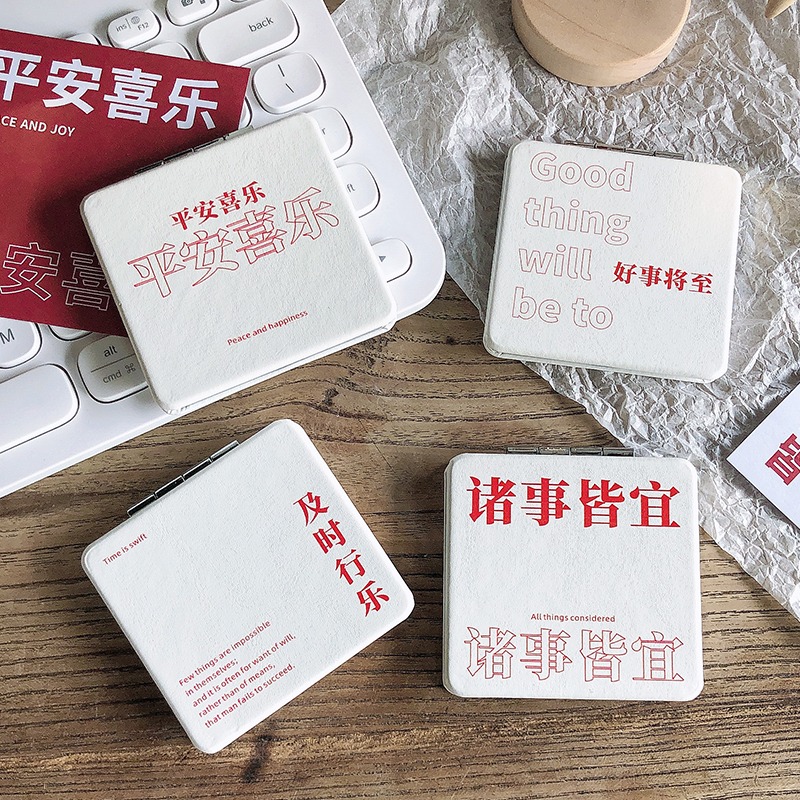 ins少女心小鏡子隨身便攜攜帶小號折疊化妝鏡學生宿舍手持雙面鏡-細節圖4