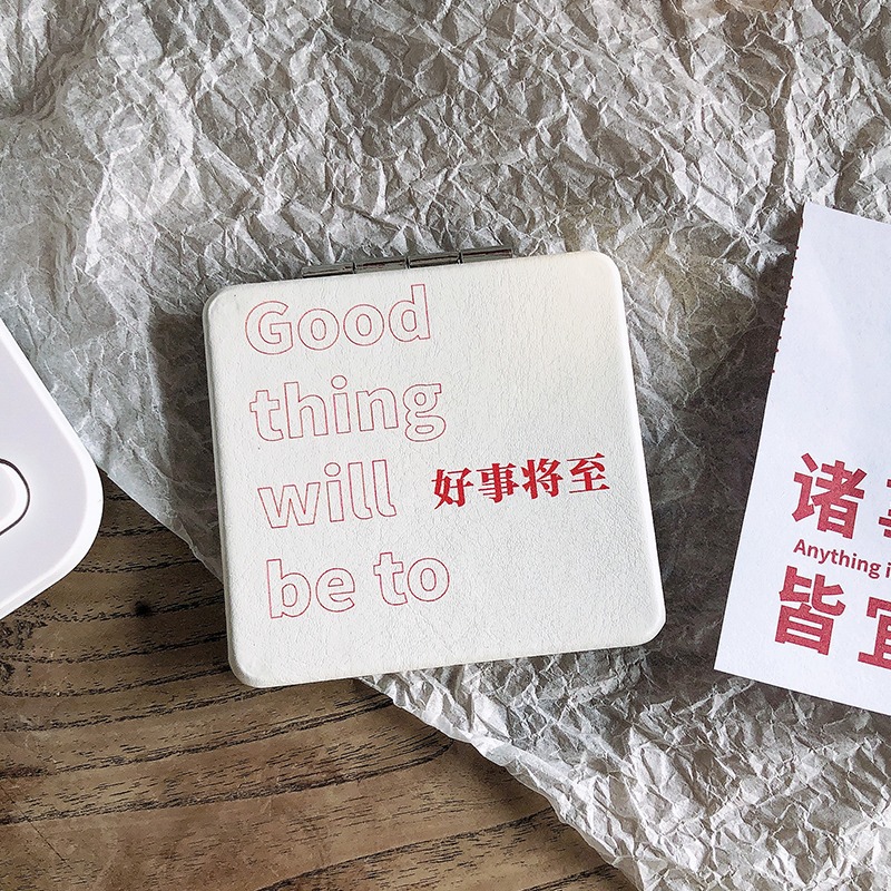 ins少女心小鏡子隨身便攜攜帶小號折疊化妝鏡學生宿舍手持雙面鏡-細節圖6