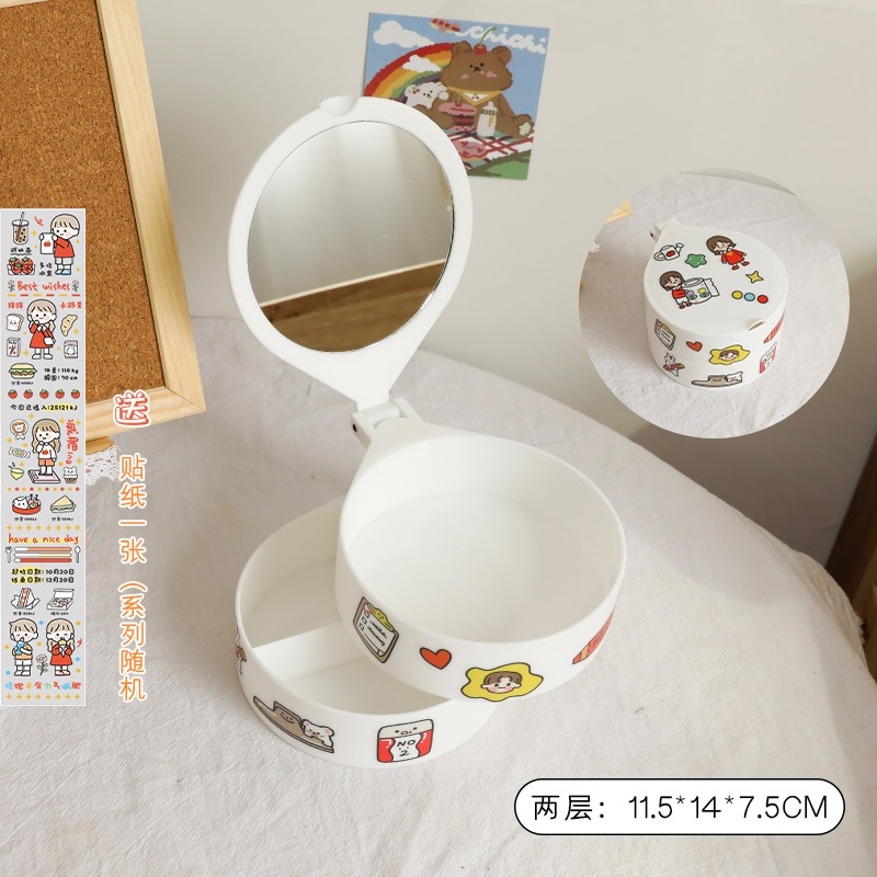 小精緻首飾盒便攜ins網紅同款旋轉項鏈耳環飾品頭繩多層收納盒子-細節圖6
