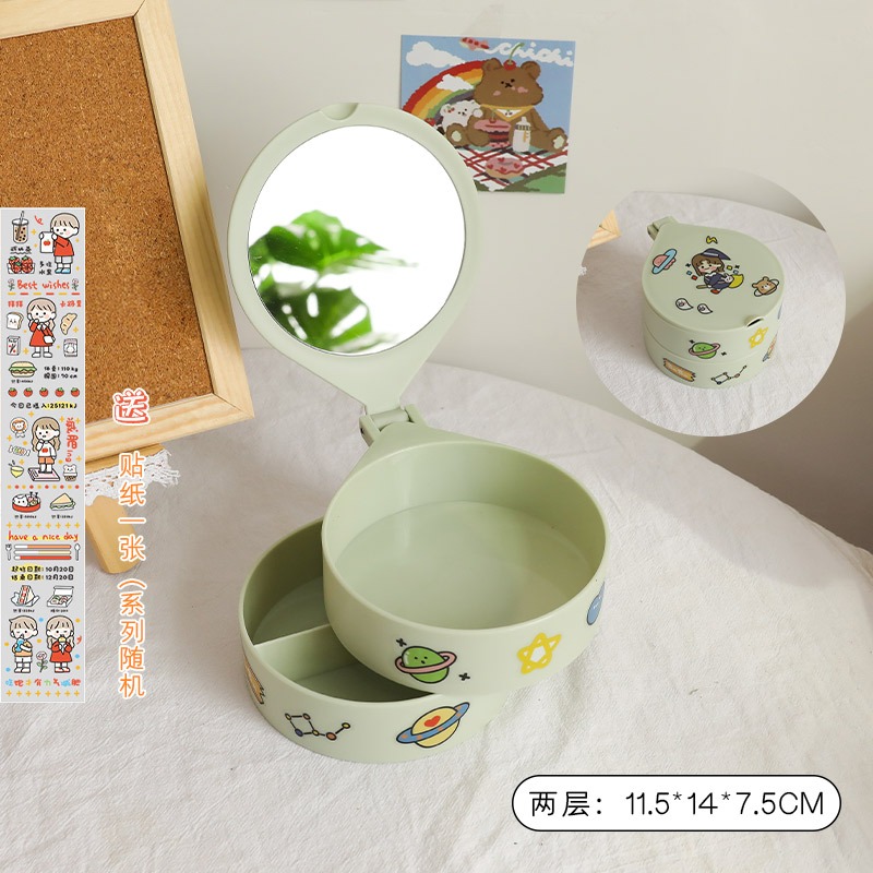 小精緻首飾盒便攜ins網紅同款旋轉項鏈耳環飾品頭繩多層收納盒子-細節圖7
