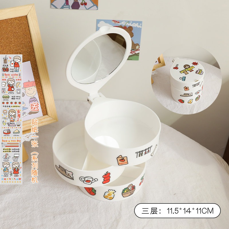 小精緻首飾盒便攜ins網紅同款旋轉項鏈耳環飾品頭繩多層收納盒子-細節圖10