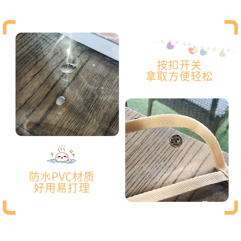 可愛日系文件袋A5小號卡通小清新大容量學生用透明塑料按扣收納袋-細節圖10