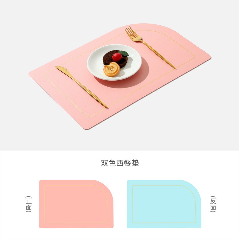 雙麪皮革餐墊INS北歐風隔熱防燙防水酒店純色不規則餐盤墊西餐墊-細節圖6