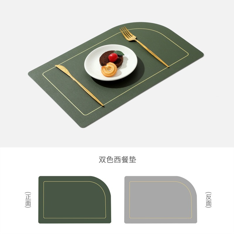 雙麪皮革餐墊INS北歐風隔熱防燙防水酒店純色不規則餐盤墊西餐墊-細節圖9