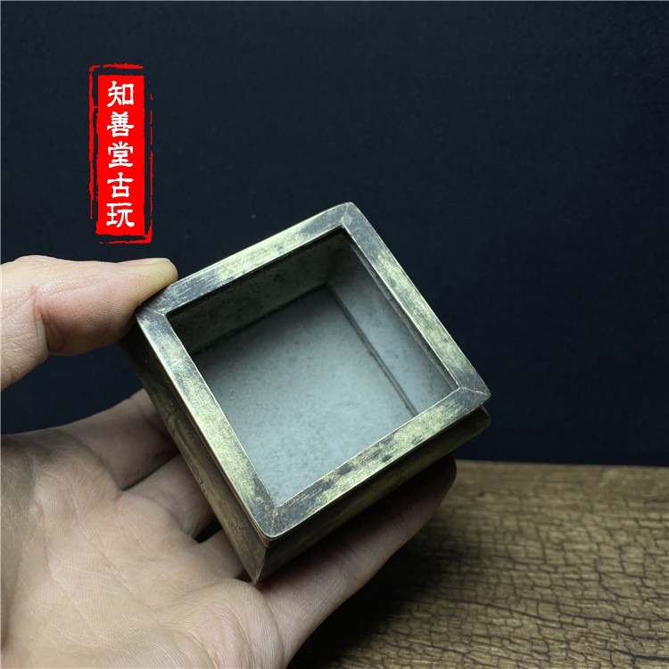 仿古純銅白銅手工老式雕刻四角花草四足香爐擺件古玩收藏-細節圖4