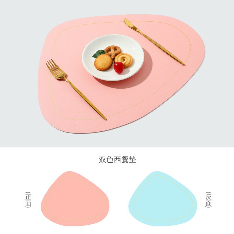 皮革餐墊北歐ins風家用防水防油防燙隔熱墊創意碗墊餐盤墊西餐墊-細節圖6