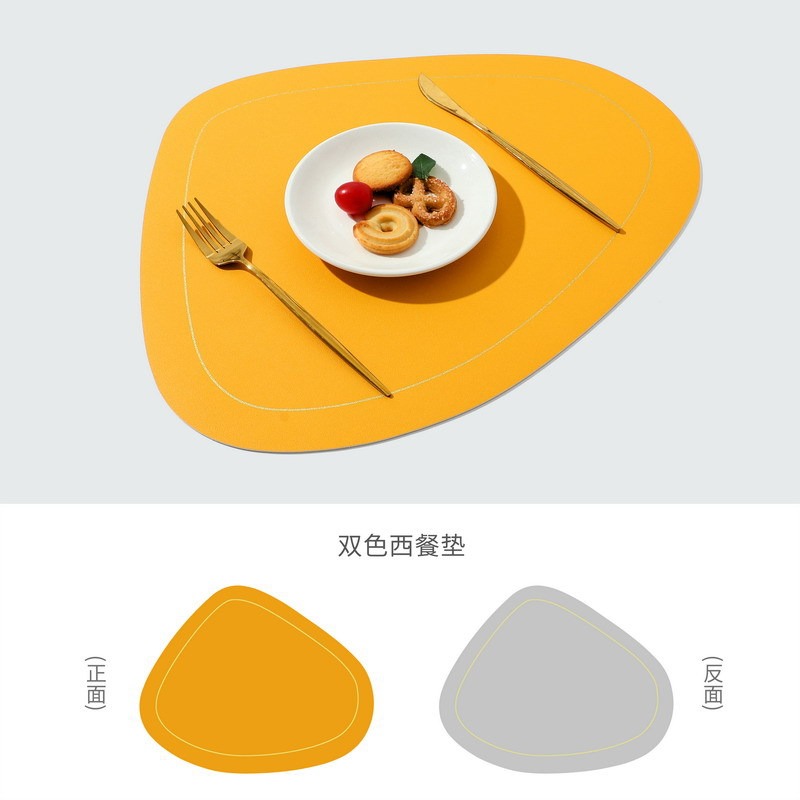 皮革餐墊北歐ins風家用防水防油防燙隔熱墊創意碗墊餐盤墊西餐墊-細節圖7