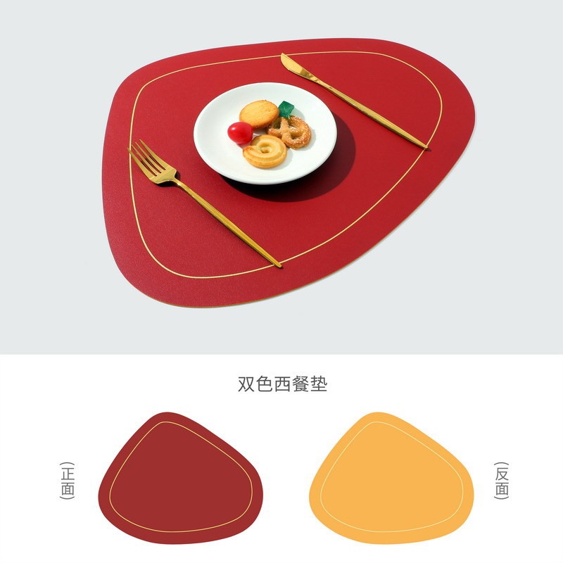 皮革餐墊北歐ins風家用防水防油防燙隔熱墊創意碗墊餐盤墊西餐墊-細節圖8
