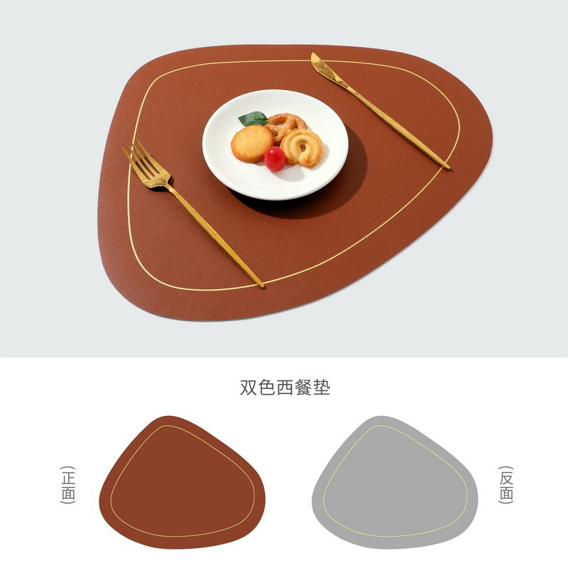 皮革餐墊北歐ins風家用防水防油防燙隔熱墊創意碗墊餐盤墊西餐墊-細節圖10