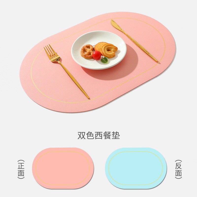 皮革餐墊ins風美式輕奢防水防油防燙隔熱墊北歐午餐餐桌墊西餐墊-細節圖6