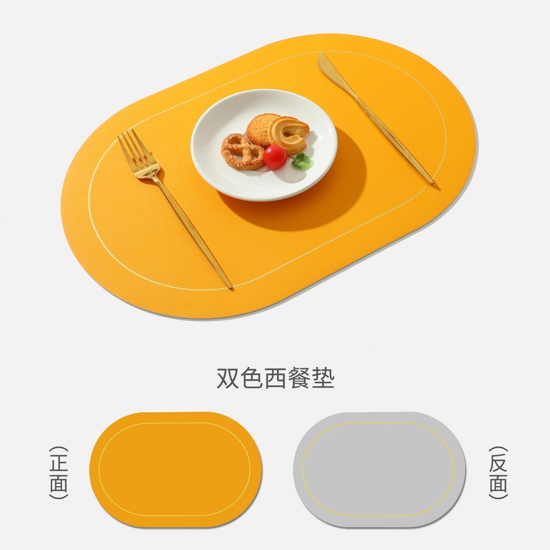 皮革餐墊ins風美式輕奢防水防油防燙隔熱墊北歐午餐餐桌墊西餐墊-細節圖7