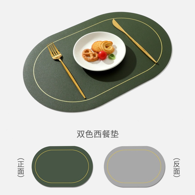 皮革餐墊ins風美式輕奢防水防油防燙隔熱墊北歐午餐餐桌墊西餐墊-細節圖8