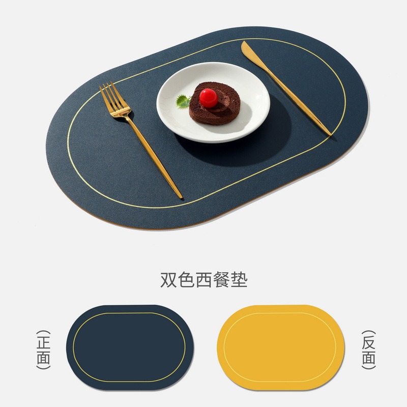 皮革餐墊ins風美式輕奢防水防油防燙隔熱墊北歐午餐餐桌墊西餐墊-細節圖10
