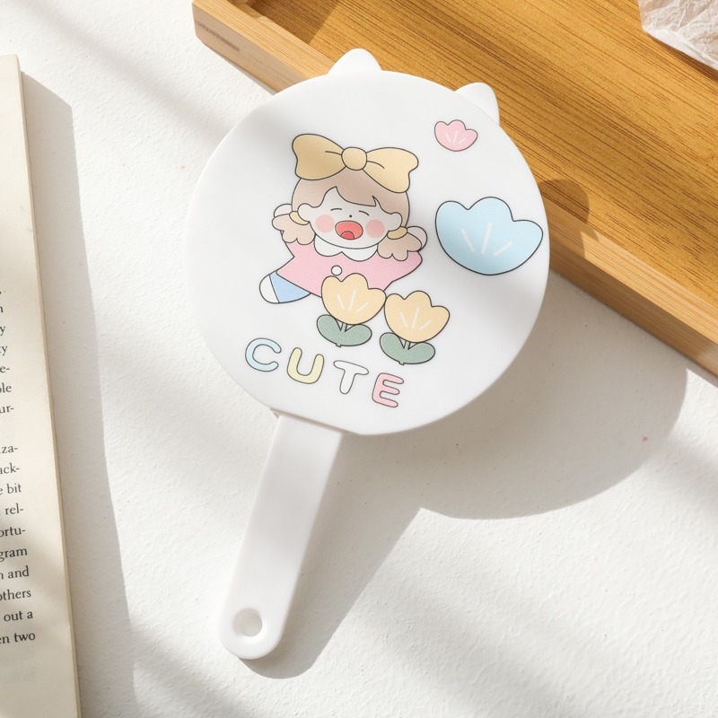 可愛卡通少女心梳鏡套裝隨身便攜攜帶小鏡子學生宿舍手持鏡化妝鏡-細節圖7