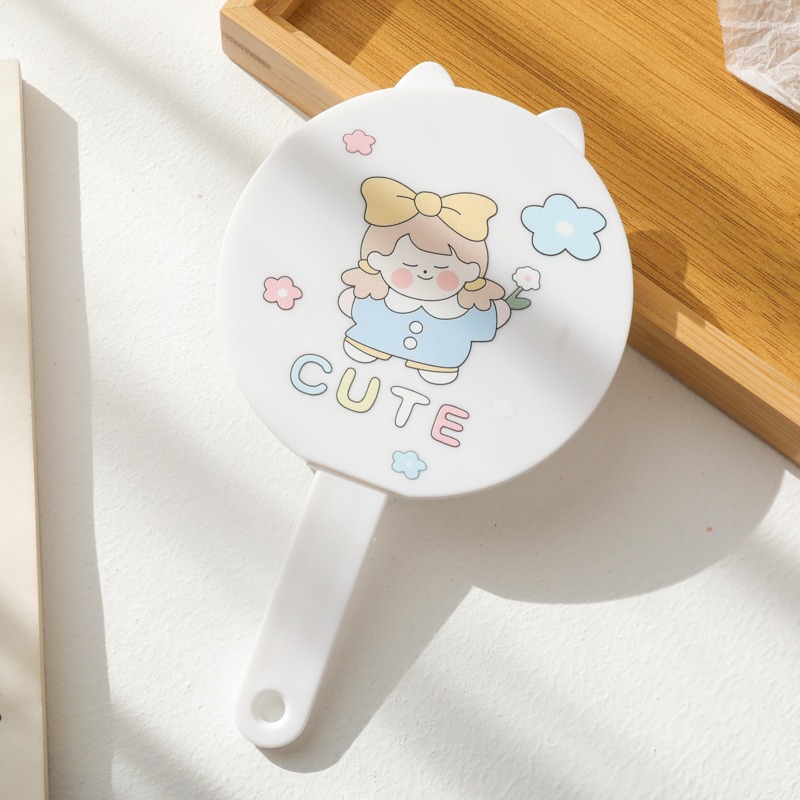 可愛卡通少女心梳鏡套裝隨身便攜攜帶小鏡子學生宿舍手持鏡化妝鏡-細節圖9