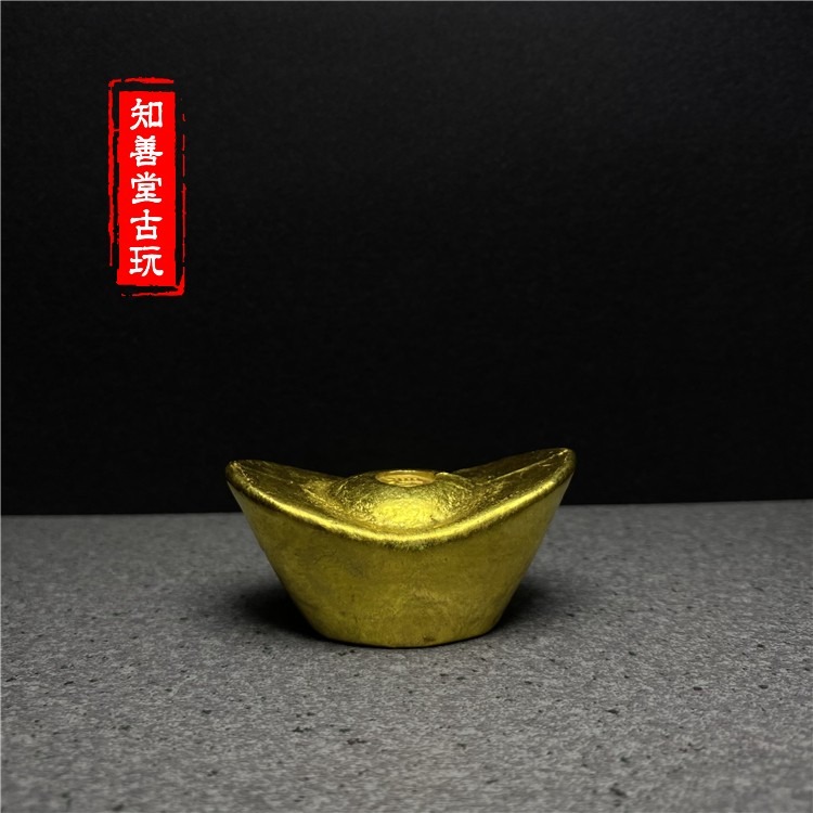 仿古純銅福祿壽喜財金錠小黃魚元寶條餅金條黃金萬兩金錠影視道具-細節圖2