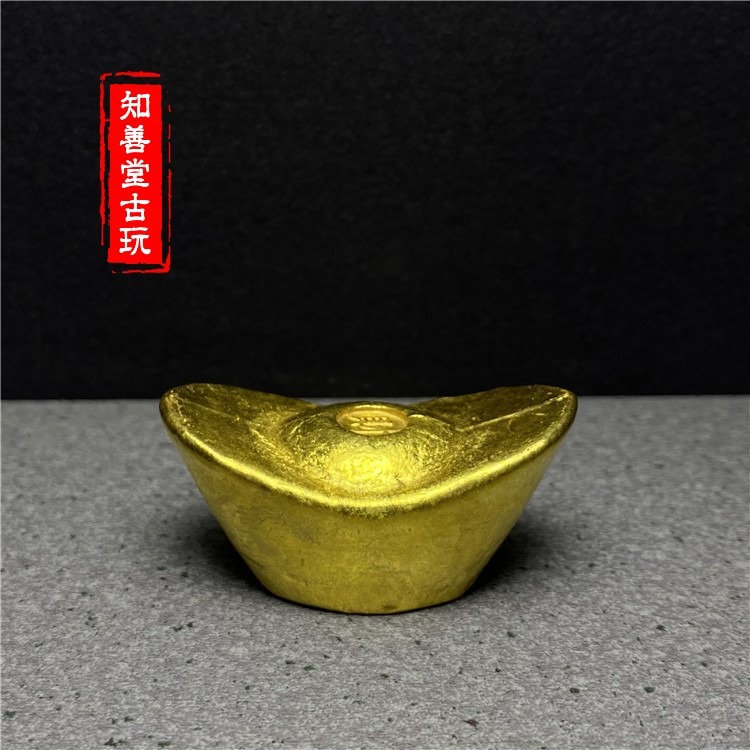 仿古純銅福祿壽喜財金錠小黃魚元寶條餅金條黃金萬兩金錠影視道具-細節圖4