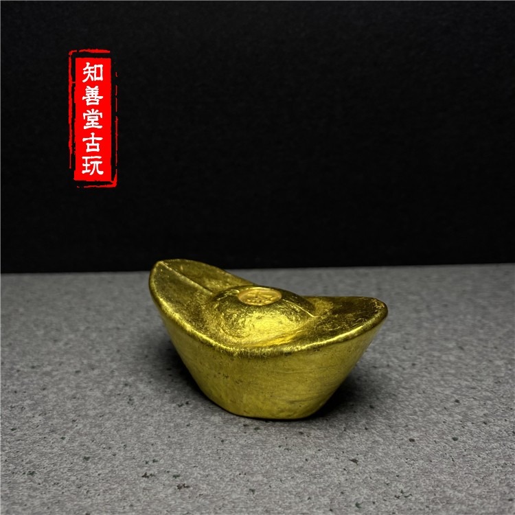 仿古純銅福祿壽喜財金錠小黃魚元寶條餅金條黃金萬兩金錠影視道具-細節圖6