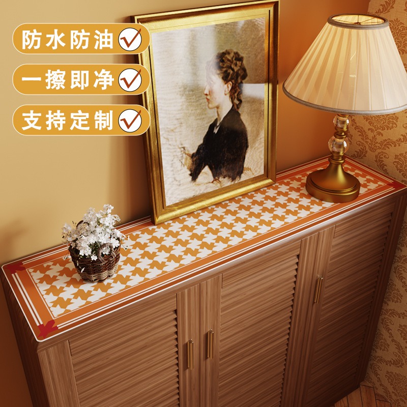 皮革桌布PVC桌防水易打理家用餐桌布ins網紅桌進門鞋櫃歐式復古-細節圖2