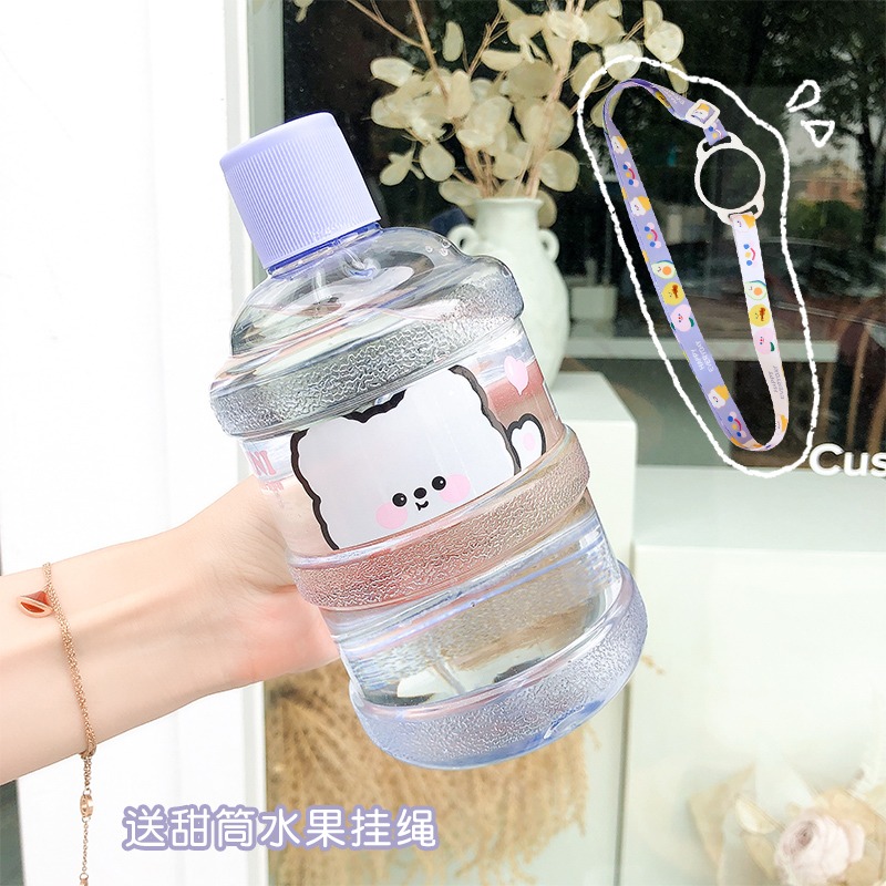 網紅奶茶水桶杯夏季戶外運動水壺學生斜挎便攜水杯可愛創意防摔-細節圖7