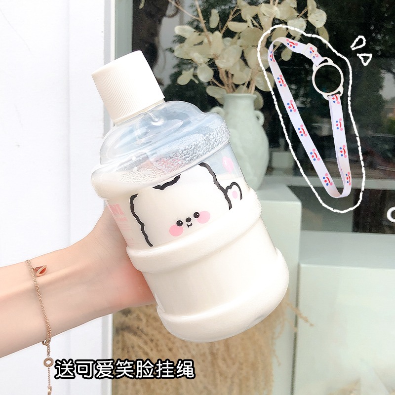 網紅奶茶水桶杯夏季戶外運動水壺學生斜挎便攜水杯可愛創意防摔-細節圖8