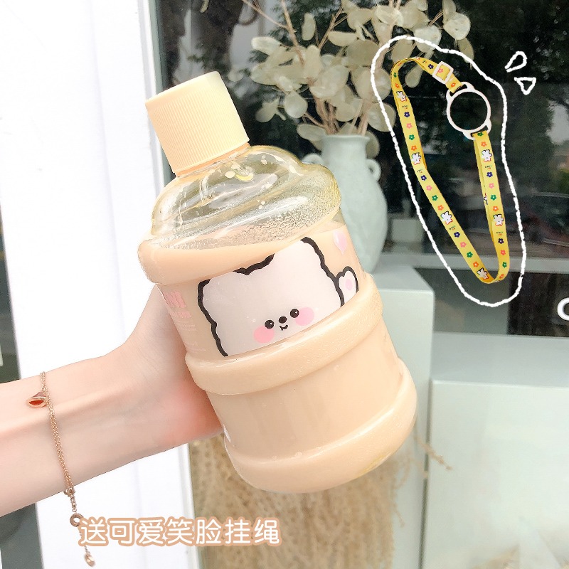 網紅奶茶水桶杯夏季戶外運動水壺學生斜挎便攜水杯可愛創意防摔-細節圖9