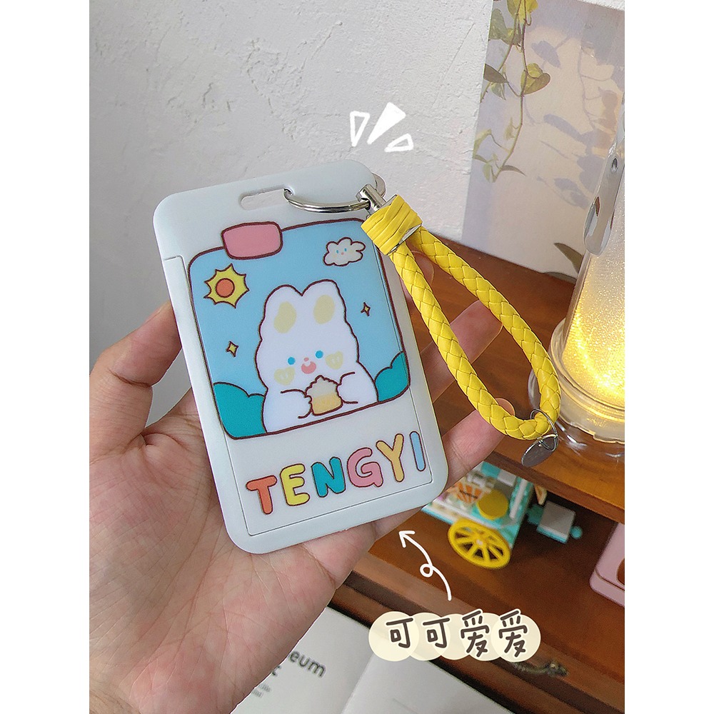 ins可愛卡通公交卡飯卡保護套 學生校園門禁證件套卡套鑰匙扣一體-細節圖4
