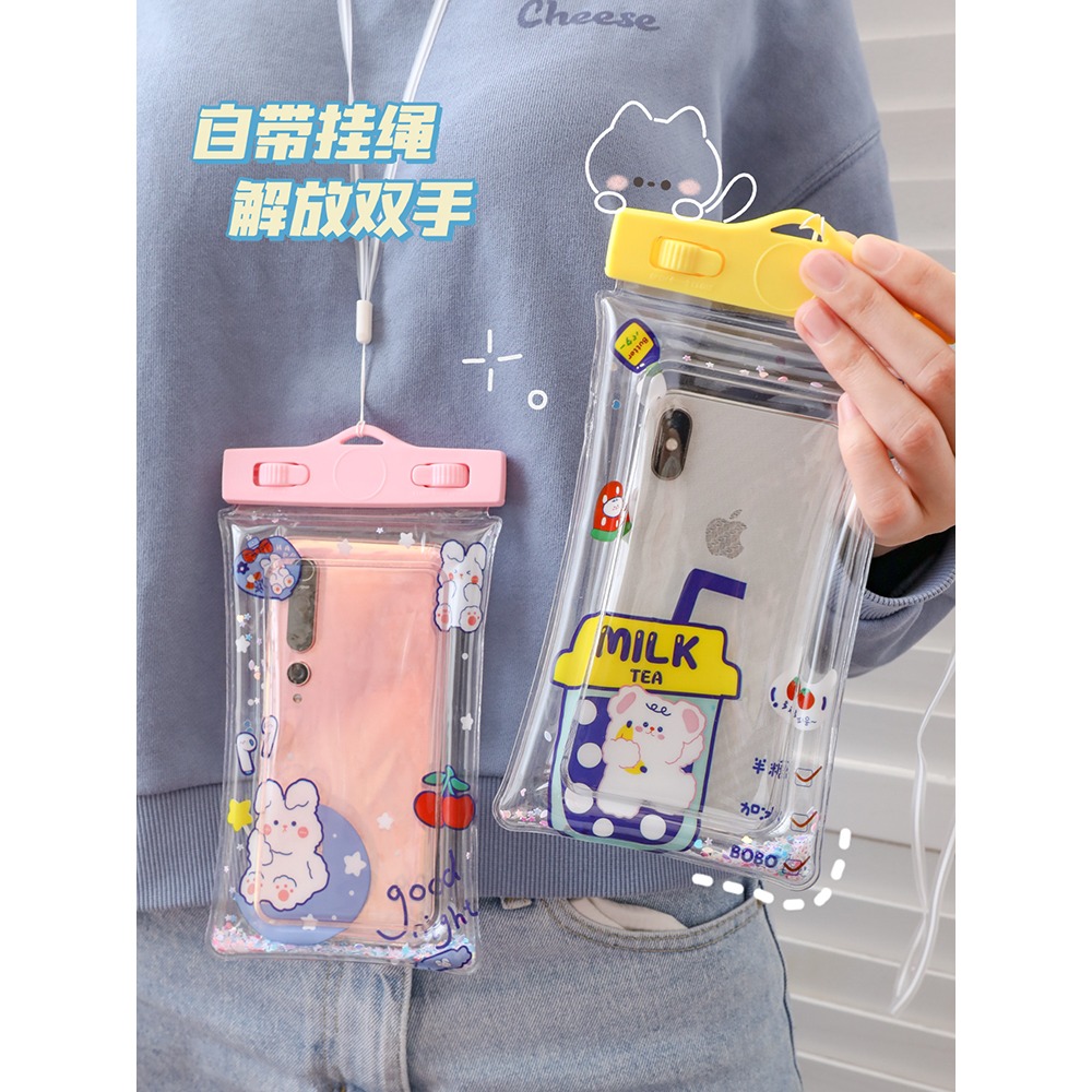 可愛卡通手機氣囊防水袋漂浮觸摸屏手機防水套拍照游泳潛水套密封-細節圖2