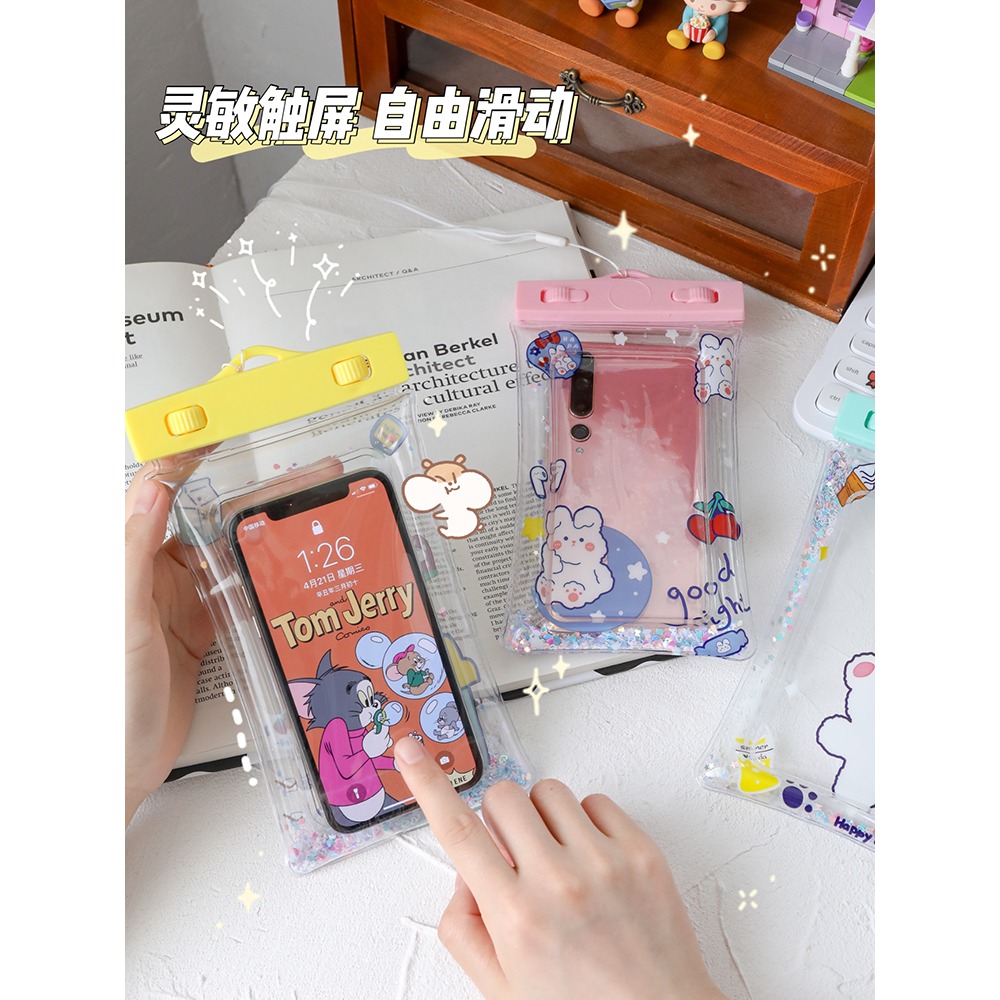 可愛卡通手機氣囊防水袋漂浮觸摸屏手機防水套拍照游泳潛水套密封-細節圖3