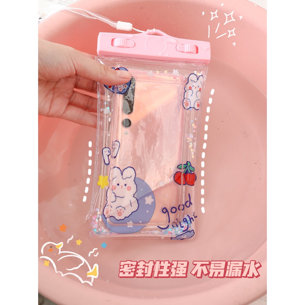 可愛卡通手機氣囊防水袋漂浮觸摸屏手機防水套拍照游泳潛水套密封-細節圖4