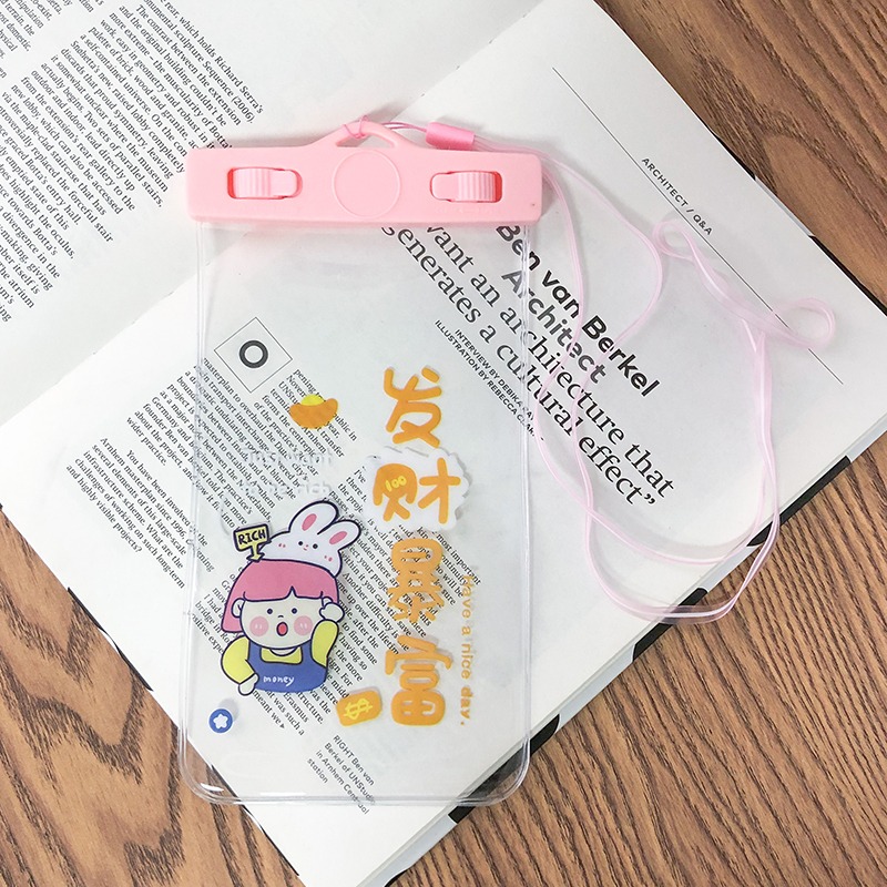 可愛卡通手機氣囊防水袋漂浮觸摸屏手機防水套拍照游泳潛水套密封-細節圖6
