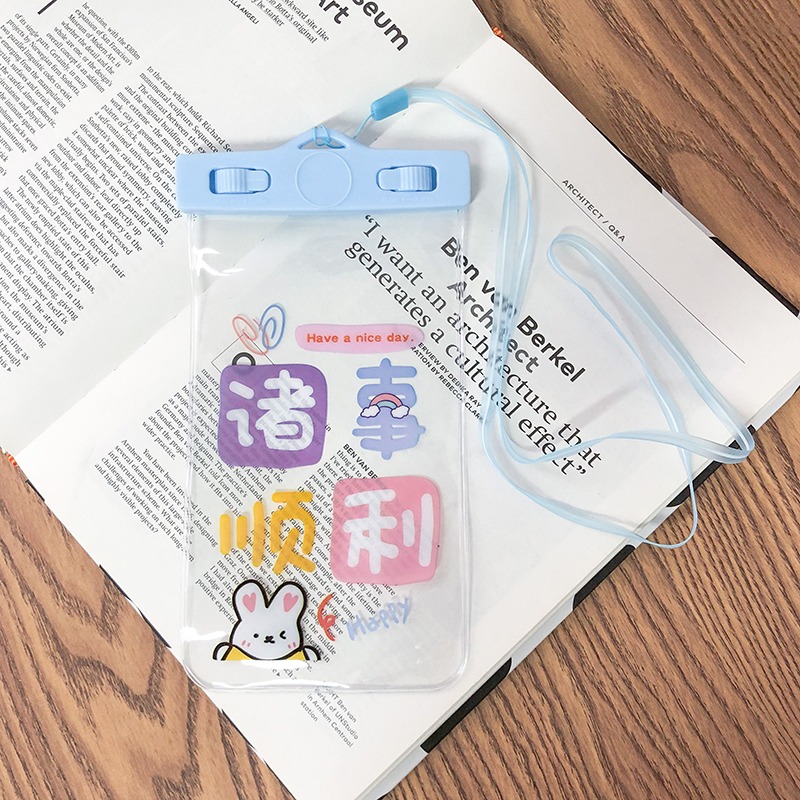可愛卡通手機氣囊防水袋漂浮觸摸屏手機防水套拍照游泳潛水套密封-細節圖7