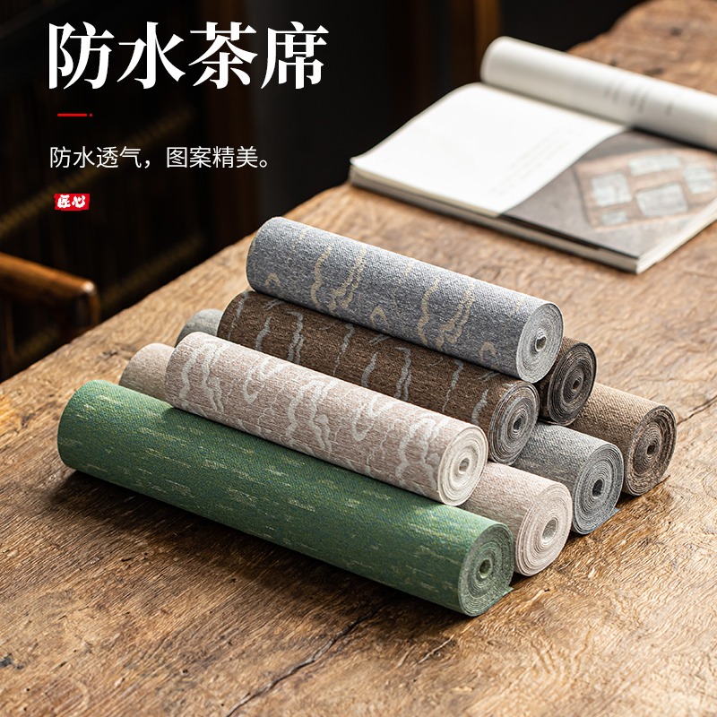 防水茶席宮廷麻布禪意布藝復古中國風茶道配件中式茶盤墊棉麻桌旗-細節圖3