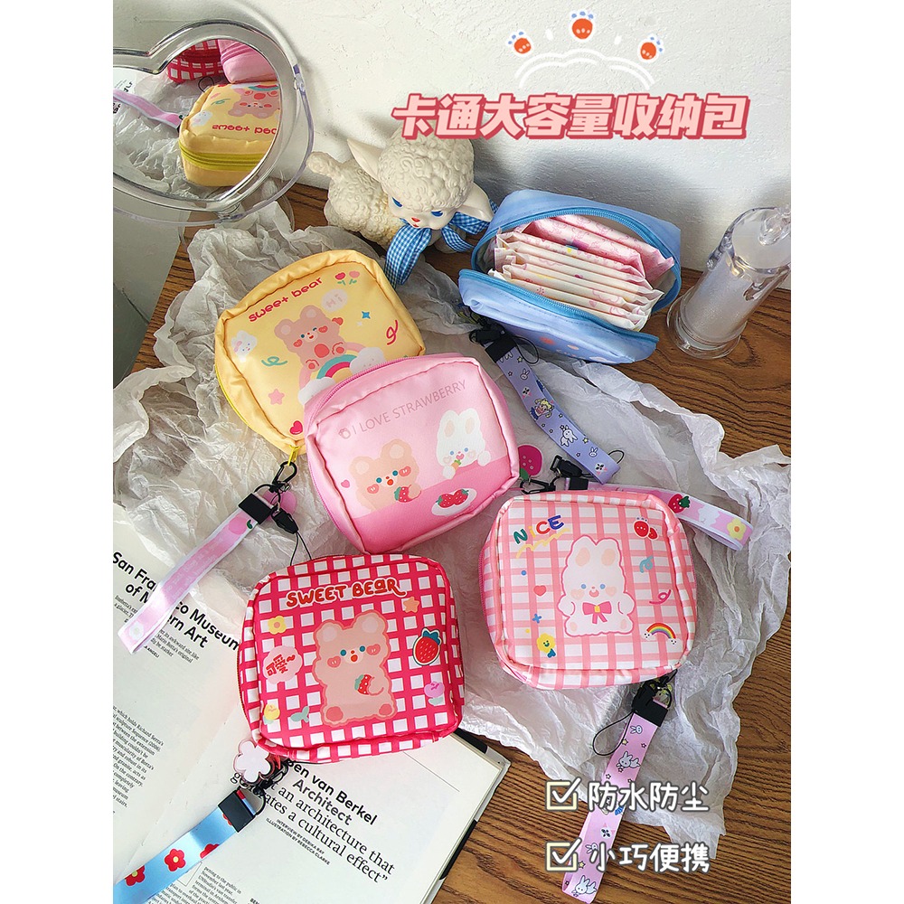 日系姨媽巾大容量收納包隨身便攜少女衛生棉月事包口紅零錢鑰匙包-細節圖5