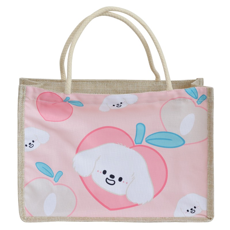 帆布包女夏文藝學生大容量手提麻布包環保購物袋亞麻手提飯盒袋子-細節圖5