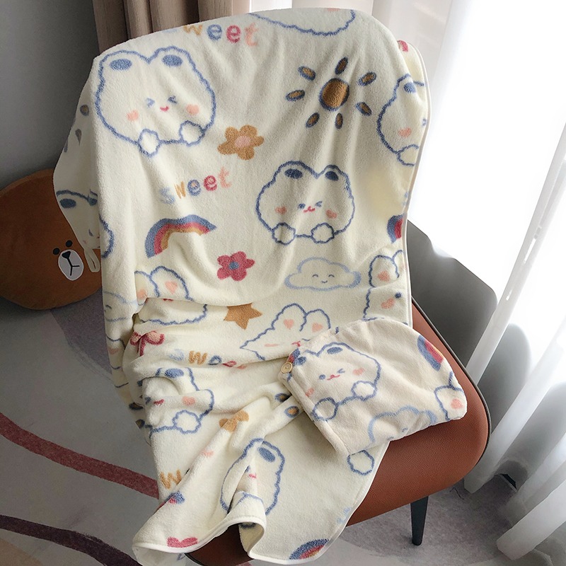 可愛印花浴巾家用吸水速幹珊瑚絨柔軟不掉毛浴袍可穿可裹洗澡毛巾-細節圖10