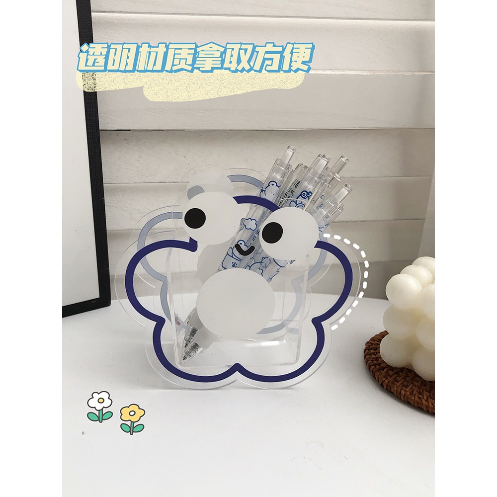 可愛日系創意亞克力筆筒女生化妝刷收納桶學生文具收納盒桌面擺件-細節圖2
