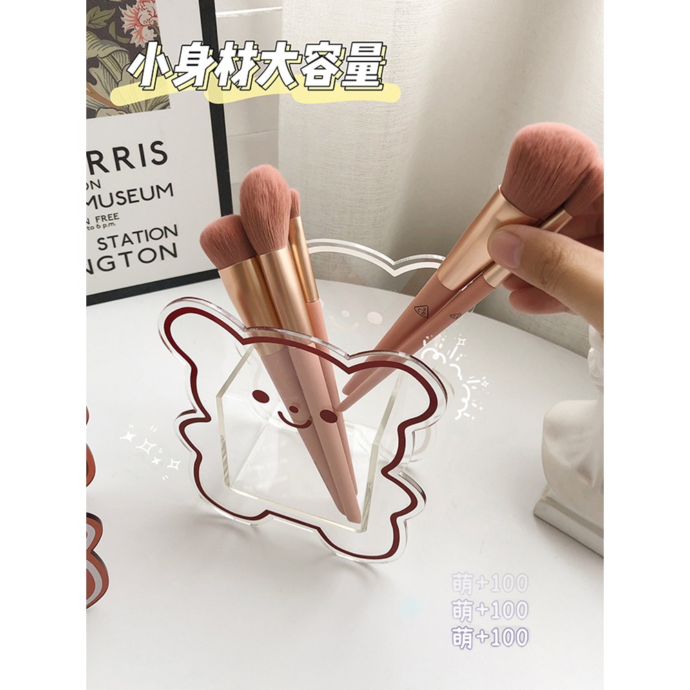 可愛日系創意亞克力筆筒女生化妝刷收納桶學生文具收納盒桌面擺件-細節圖4