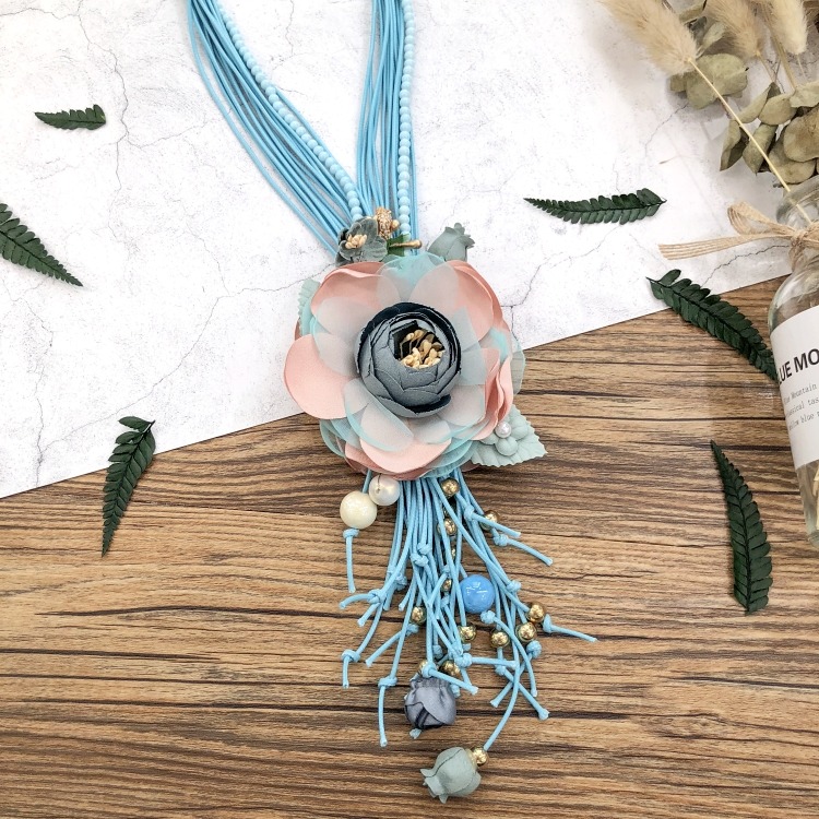 原創歐美復古度假花朵短款項鏈女氣質個性流蘇吊墜波西米亞配飾品-細節圖5