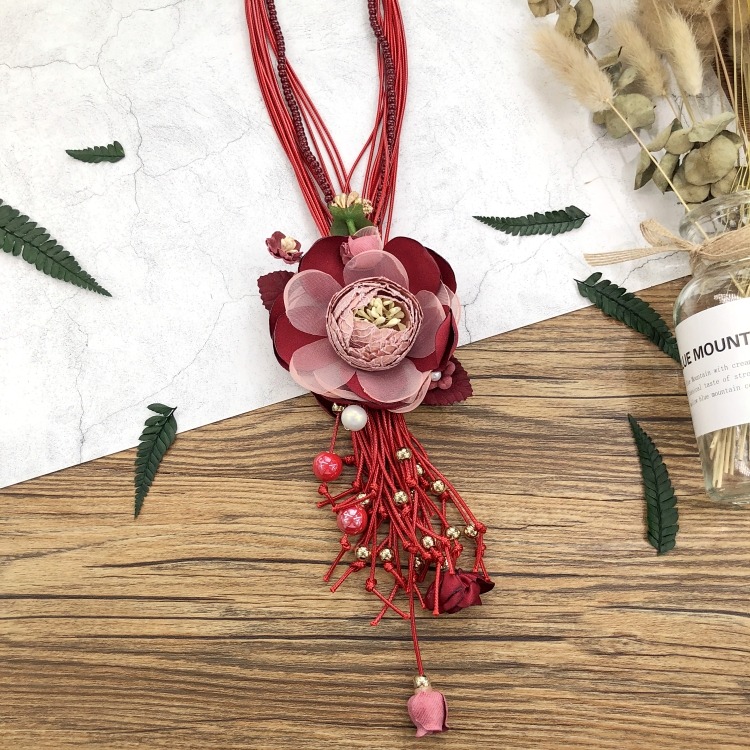 原創歐美復古度假花朵短款項鏈女氣質個性流蘇吊墜波西米亞配飾品-細節圖9